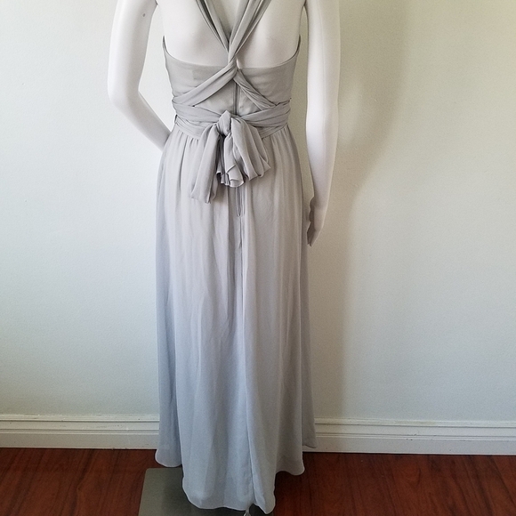 BIRDY Grey Christina Convertible Tullie Silver Maxi Prom Dress Women's Size XS - Picture 9 of 14